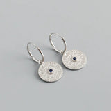 Sterling Silver Zodiac Compass Pendant Earrings