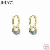 925 Silver Abalone Shell Drop Earrings Women Boho Wedding Party Piercing
