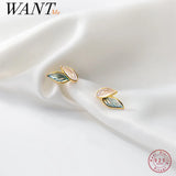 925 Silver Leaf Stud Earrings Women Teen Plant Jewelry Accessories