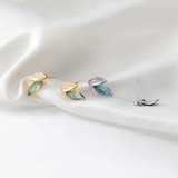 925 Silver Leaf Stud Earrings Women Teen Plant Jewelry Accessories
