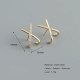 Sterling Silver X Cross Zircon Stud Earrings for Women