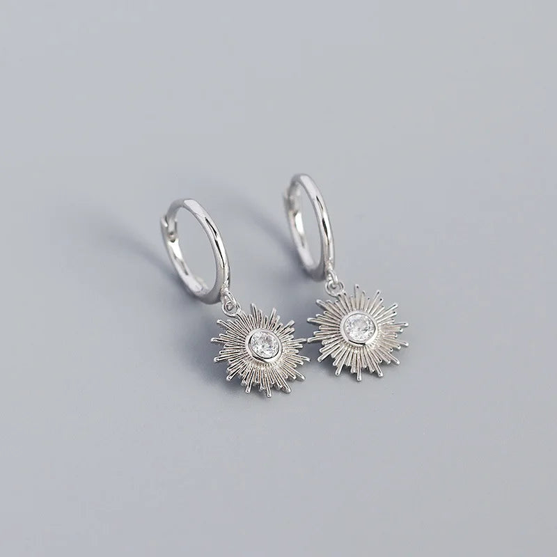 925 Silver Geometric Zircon Stud Earrings for Women