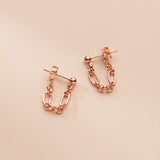 925 Silver Boho Link Chain Earrings Punk Hip Hop Jackets Gift