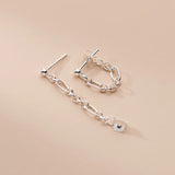 925 Silver Boho Link Chain Earrings Punk Hip Hop Jackets Gift