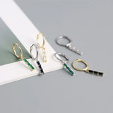 925 Silver Tassel Green Crystal Earrings Bohemian Style