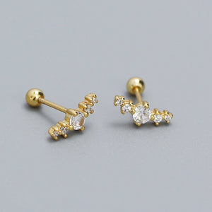 925 Silver Bohemian Zircon Screw Stud Earrings for Women