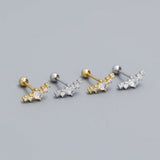 925 Silver Bohemian Zircon Screw Stud Earrings for Women