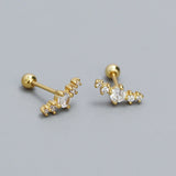 925 Silver Bohemian Zircon Screw Stud Earrings for Women
