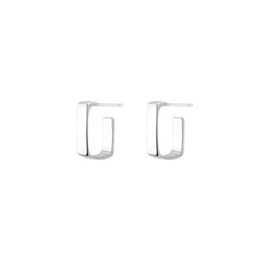 925 Silver Geometric Rock 18k Ear Buckle Square Stud Earrings