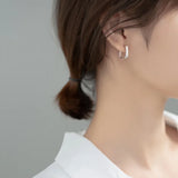 925 Silver Geometric Rock 18k Ear Buckle Square Stud Earrings