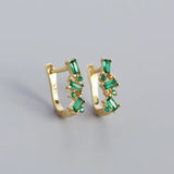 925 Silver Square Rainbow Zircon Stud Earrings