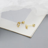 925 Silver Boho Screw Beads Stud Earrings for Women