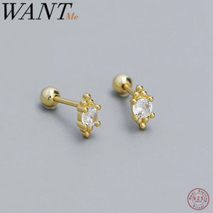 925 Silver Boho Screw Beads Stud Earrings for Women