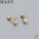 925 Silver Boho Screw Beads Stud Earrings for Women