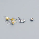 925 Silver Boho Screw Beads Stud Earrings for Women