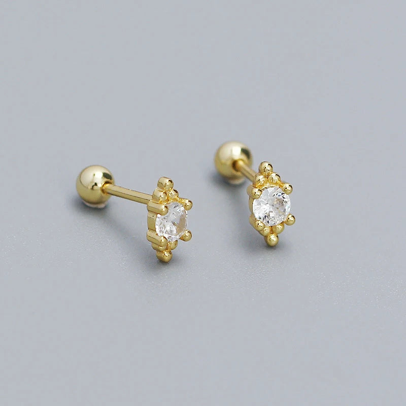 925 Silver Boho Screw Beads Stud Earrings for Women