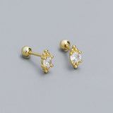 925 Silver Boho Screw Beads Stud Earrings for Women