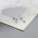 925 Silver Boho Screw Beads Stud Earrings for Women
