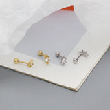925 Silver Boho Screw Beads Stud Earrings for Women
