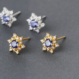 925 Silver Zirconia Flower Stud Earrings Wedding Jewelry