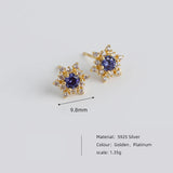 925 Silver Zirconia Flower Stud Earrings Wedding Jewelry