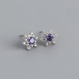 925 Silver Zirconia Flower Stud Earrings Wedding Jewelry