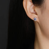 925 Silver Zirconia Flower Stud Earrings Wedding Jewelry