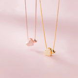 925 Silver Love Heart Pendant Necklace Box Chain Wedding Jewelry