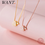 925 Silver Love Heart Pendant Necklace Box Chain Wedding Jewelry