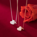 925 Silver Love Heart Pendant Necklace Box Chain Wedding Jewelry