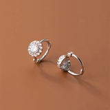 925 Silver Round Flower CZ Earrings for Women Wedding Anniversary