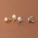 925 Silver Round Flower CZ Earrings for Women Wedding Anniversary