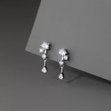 925 Silver Zircon Drop Earrings Delicate Party Charms Jewelry