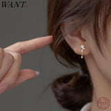 925 Silver Zircon Drop Earrings Delicate Party Charms Jewelry