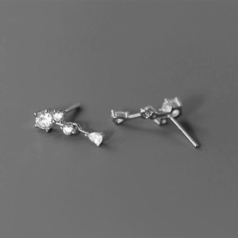 925 Silver Zircon Drop Earrings Delicate Party Charms Jewelry