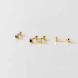 925 Silver Zircon Stud Earrings - Charm Party Jewelry