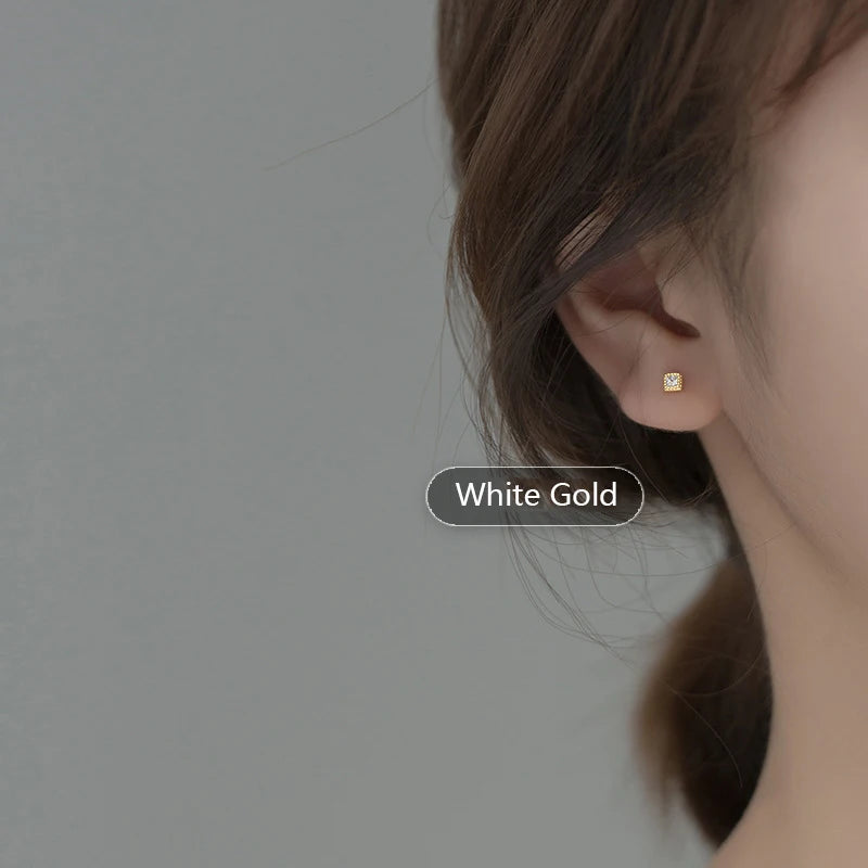 925 Silver Zircon Stud Earrings - Charm Party Jewelry