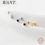 925 Silver Zircon Stud Earrings - Charm Party Jewelry