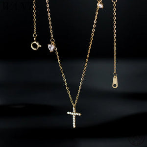 925 Silver Cross Zircon Charm Chain Necklace for Women