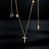 925 Silver Cross Zircon Charm Chain Necklace for Women