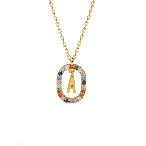 925 Silver Zircon Initials Pendant Necklace for Women