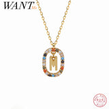 925 Silver Zircon Initials Pendant Necklace for Women