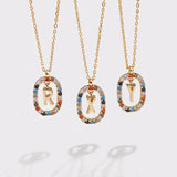 925 Silver Zircon Initials Pendant Necklace for Women