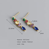 925 Silver Zircon Tassel Drop Earrings Bohemia Style Party Jewelry