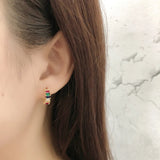925 Silver Square Rainbow Zircon Stud Earrings Bohemian Charm Jewelry