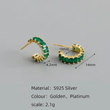 925 Silver Square Rainbow Zircon Stud Earrings Bohemian Charm Jewelry