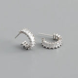 925 Silver Square Rainbow Zircon Stud Earrings Bohemian Charm Jewelry