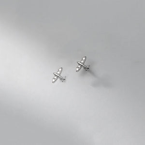 925 Silver Aircraft Stud Earrings for Women