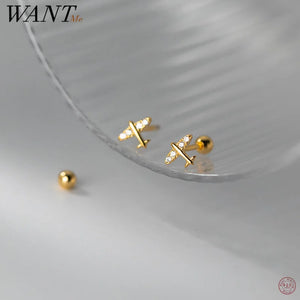 925 Silver Aircraft Stud Earrings for Women