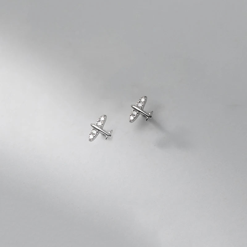 925 Silver Aircraft Stud Earrings for Women